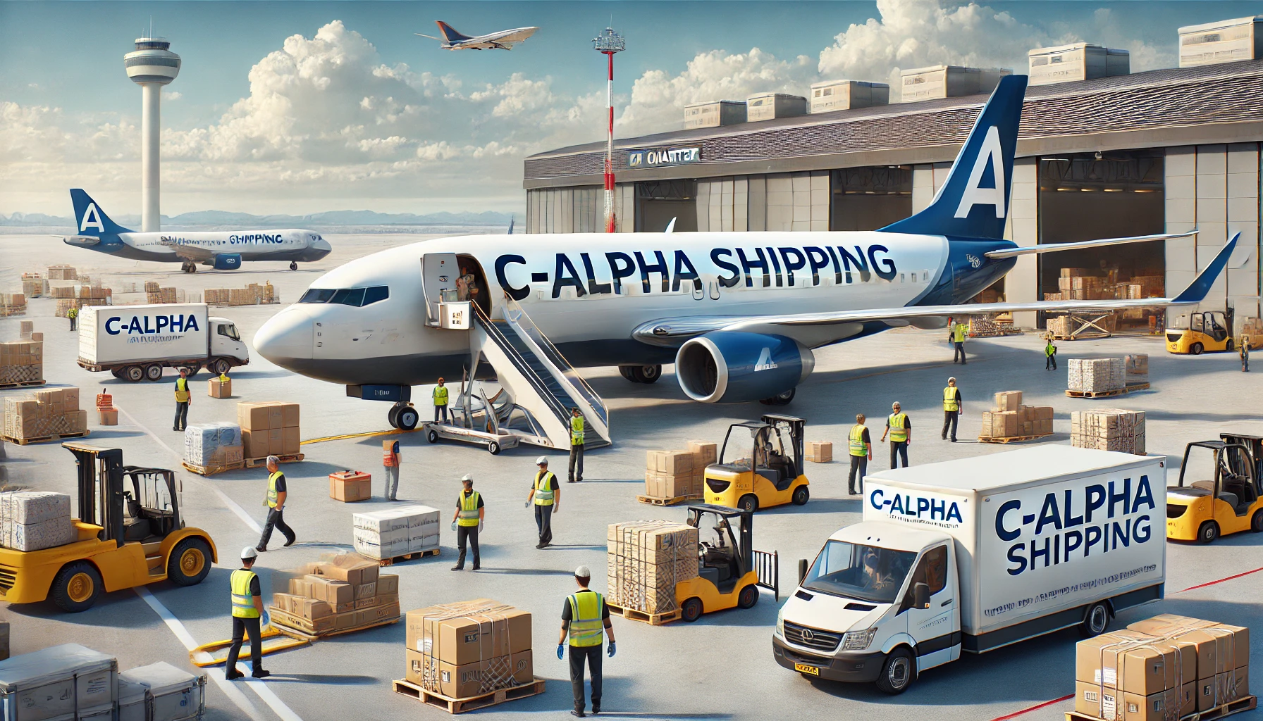 Air cargo charter aircraft loading specialized cargo for time-critical delivery services